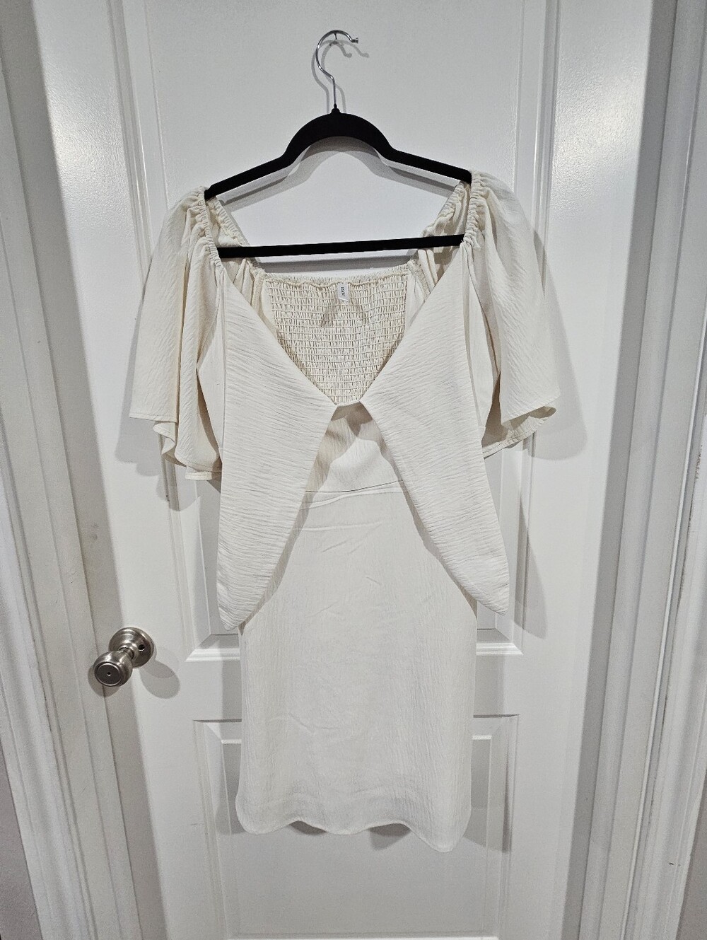 Women's Cream Smocked Back Slip Dress